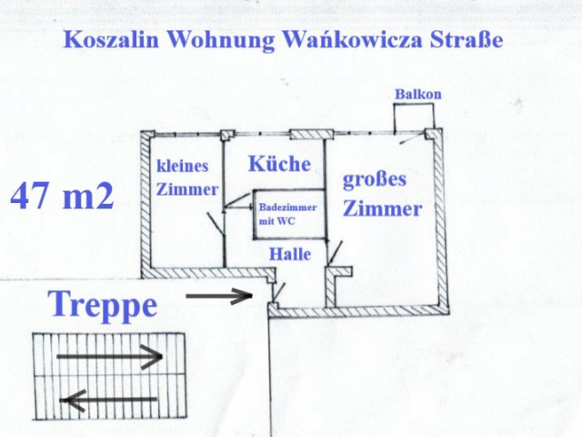 Koszalin Wohnung 47 m2 Wańkowicza Straße.